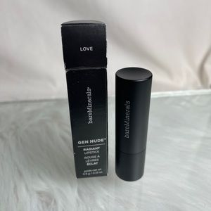 New in Box bareMinerals Gen Nude Radiant Lipstick 0.12oz/3.5g, Full Size, Love